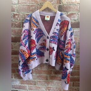Farm Rio Rainbow Banana Knit Cardigan XL